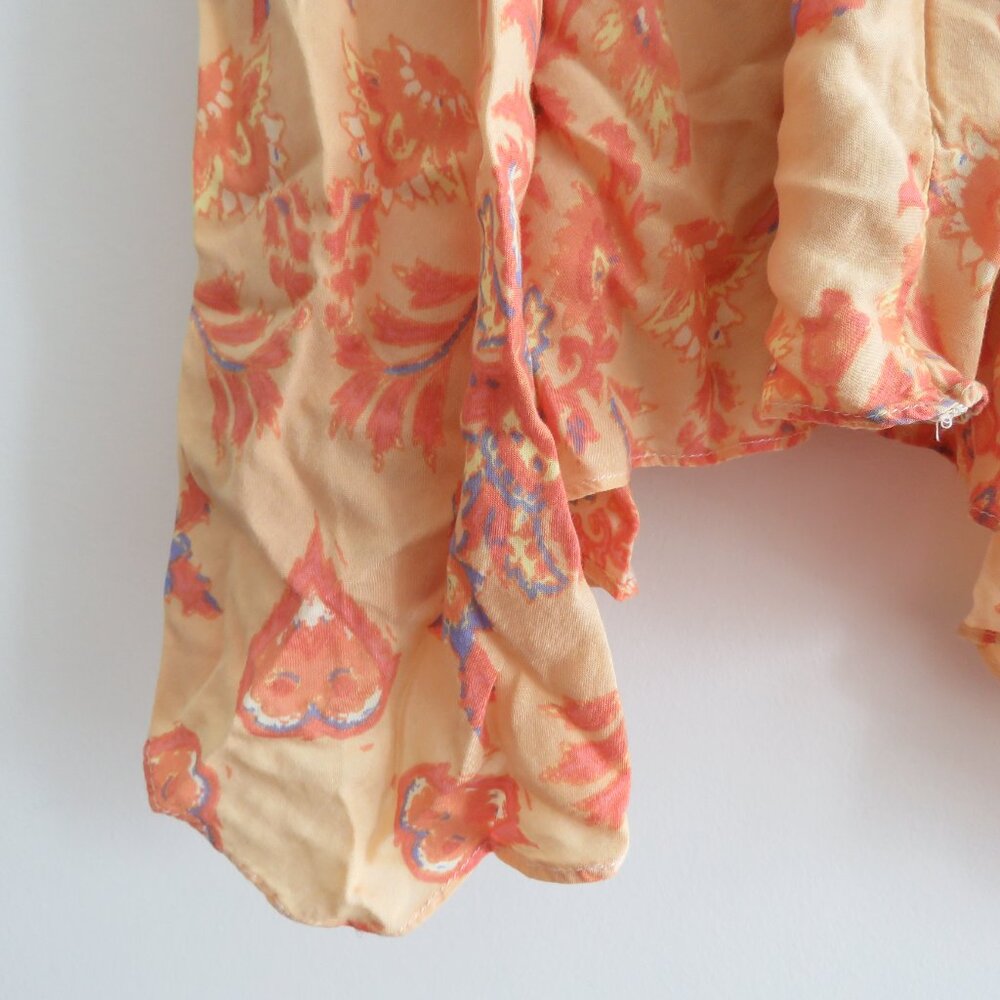 FREE PEOPLE La Bamba Babydoll Top in Tea Combo Floral Boho Handkerchief Y2K XS - Picture 13 of 15